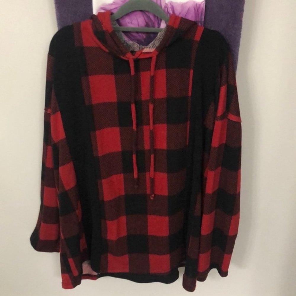Red and black plaid top